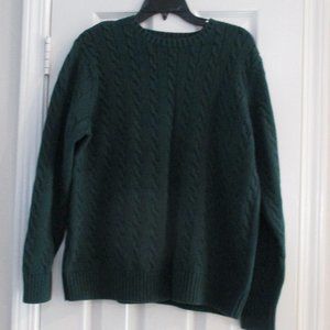 Lands End Cable Knot Hunter Green Sweater, Size XL